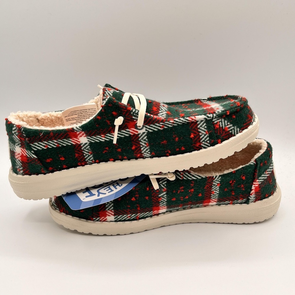 Hey Dude Wendy Womens Size 8‎ Christmas Confetti Plaid Fur Lined Cozy Shoes NEW - Picture 9 of 11